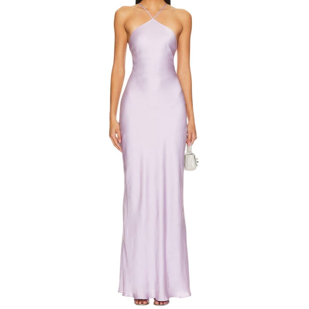 Line & Dot Lilac Satin Maxi Slip Dress